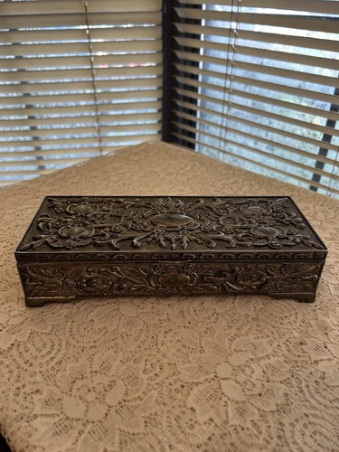 Silver plated ornate floral - plated,