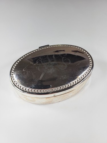 Silver plate oval box with