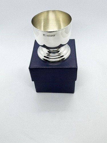 Sterling silver eggcup - silver, blue